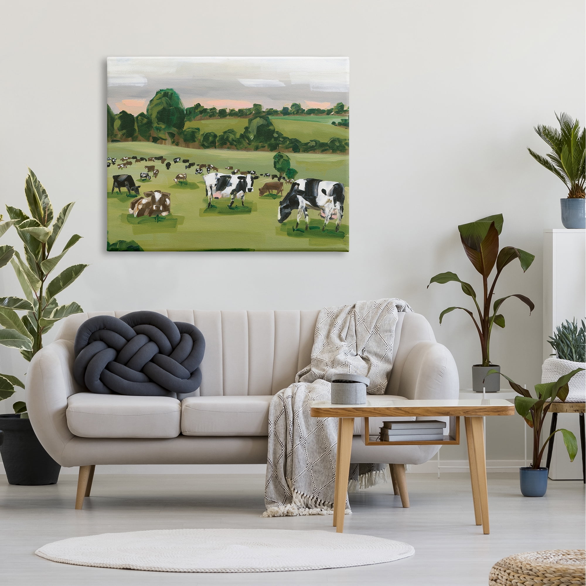 Stupell Industries Cow Grasslands Cattle Countryside Sunset Plains,48 x 36, Design by Hollihocks Art