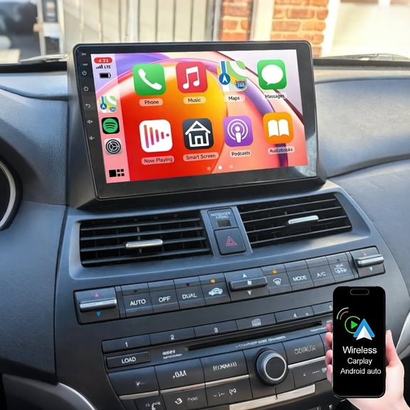 Dexico 2 64G Car Radio for Honda Accord 2008-2013, 10" IPS Touch Screen Stereo with Wireless CarPlay Android Auto WiFi Bluetooth FM/RDS GPS SWC Backup Camera