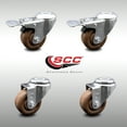 thumbnail image 2 of 3 Inch SS High Temp Glass Filled Nylon Bolt Hole Caster Set with 2 Lock Brakes, 2 of 2