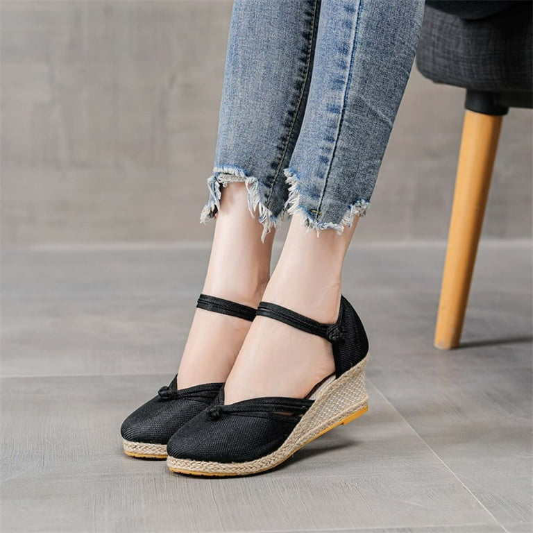 Lolmot Women's Sandals Wedge Sandals Espadrilles Closed Toe Slingback  Buckle Strap Low Heel Sandals Comfortable Casual Summer Platforms  Espadrilles Shoes 