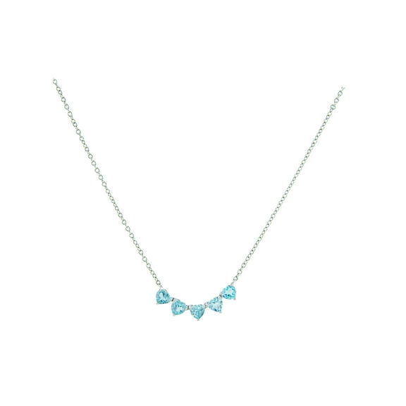 Gold Coast Women's Genuine Aquamarine Five Heart Platinum Plated Necklace