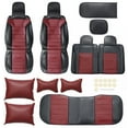 thumbnail image 4 of 5 Seats Car Front Rear Full PU Leather Breathable Car Seat Cover Cushion Mat With Pillow for 4 Seasons, 4 of 7