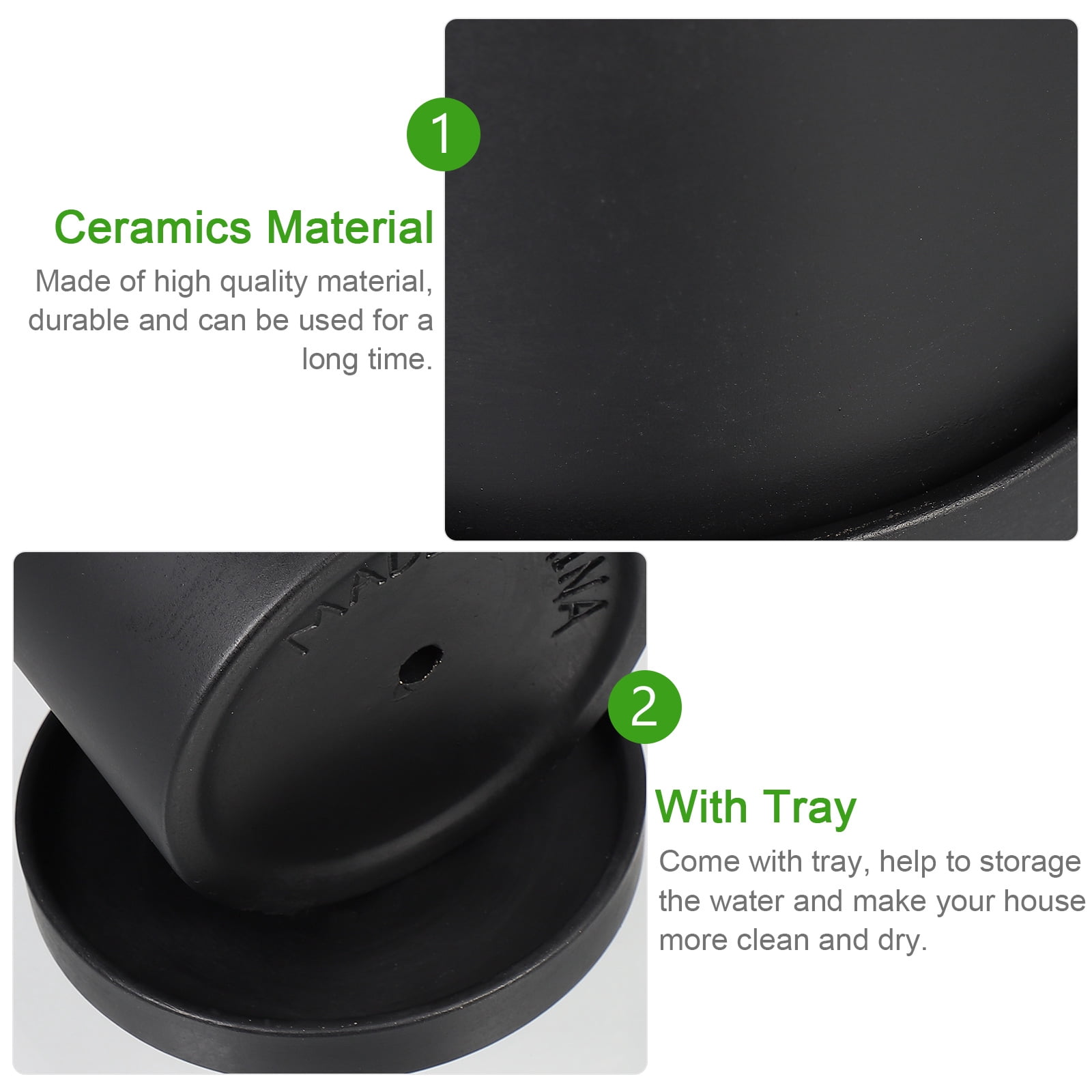 Worgeous Outdoor Drainage Simple Ceramic Flowerpot Flower Pot 12.2X12X12CM Black