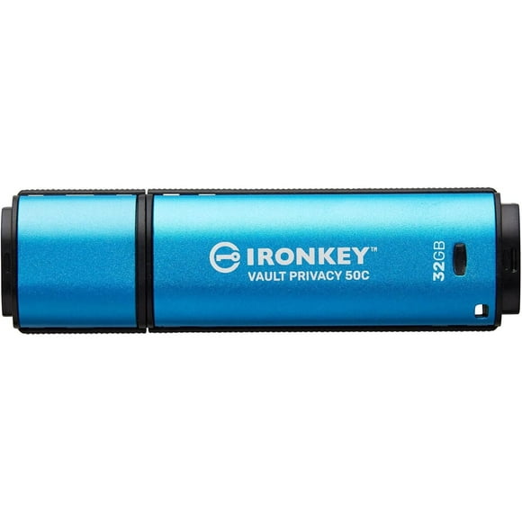 Kingston Ironkey Vault Privacy 50 USB-C 32GB Flash Drive | FIPS 197 Certified | XTS-AES 256-bit | BadUSB and Brute Force Protection | Mult-Password Option | IKVP50C/32GB