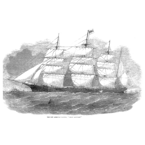 Clipper Ship, 1855. /Nthe American Clipper Ship, 'Great Republic.' Wood Engraving, 1855. Poster Print by  (18 x 24)