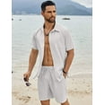 thumbnail image 5 of COOFANDY Men's Summer Short Sets Vacation Outfit Casual Button Down Shirt Beach Wedding Attire, 5 of 10