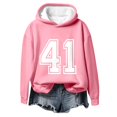 thumbnail image 3 of shqvo Hoodies for Women Drawstring Solid Color Hooded Sweatshirt with 41 Print Trendy Long Sleeve Sweatshirt Hoodies with Pockets Womens Fashion Clothes, 3 of 4