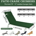 thumbnail image 3 of 72" ×21" Outdoor Chaise Lounge Cushion, 3" Thick High-Density Foam Fill, with Removable Headrest, Waterproof Fade Resistant, Replacement Cushion for Lawn Pool (Dark Green 1PC), 3 of 8