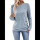 thumbnail image 3 of Camisa de Larga con Puños Abotonados para Mujer, Suéter Informal de Otoño, Moda Azul L, 3 of 10
