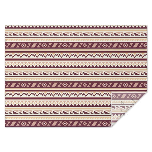 Brown Ethnic Stripe Pattern Rectangle Tablecloth 60"x84",Waterproof Polyester Rectangle Table Cloth, Wipeable Spillproof Polyester Tablecloth for Dining, Camping, Indoor and Outdoor