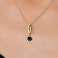 thumbnail image 3 of Gem Stone King 10K Yellow Gold Black Sapphire and Lab Grown Diamond Pendant Necklace for Women | 0.72 Cttw | Gemstone September Birthstone | Round 5MM | With 18 inch Chain, 3 of 6