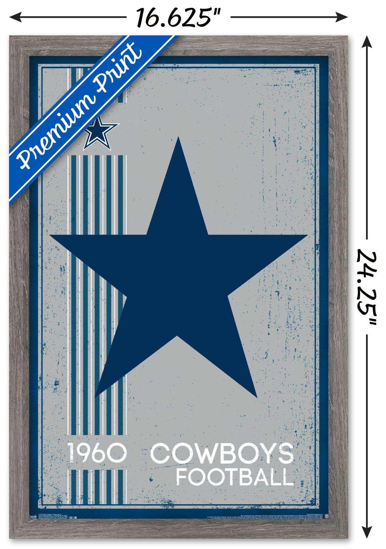 NFL Dallas Cowboys - Retro Logo 14 Wall Poster, 14.725" x 22.375", Framed