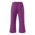 thumbnail image 5 of CPNG Girls Drawstring Capri Pants Sweatpants Solid Color Loose Casual Sweat Pants Elastic High Waist Baggy Joggers(Purple,13-14 Years), 5 of 5