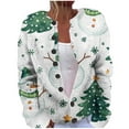 thumbnail image 3 of Cardigan Sweaters for Women Christmas Printed Casual Fall Winter Jacket Button Down Crew Neck Long Sleeve Loose Fit Light Green L, 3 of 6