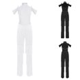 thumbnail image 3 of inlzdz Women's Rumba Latin Dance Rhinestones Sleeveless Tassel Jumpsuit Rompers White L, 3 of 9