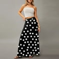 thumbnail image 4 of LWavelet Polka Dot Maxi Skirt with Side Pockets Women Daily Casual Flowy Versatile Bottoms Black XL, 4 of 6