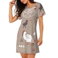 thumbnail image 2 of Fuzoiu Chicken Print Women Nightgowns, Soft Comfy Lightweight Short Sleeves Sleepwear,Crew Neck Loungewear, 2 of 6