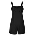 thumbnail image 4 of TQWQT Cami Romper for Women Knot Front Loose U Neck Harem Jumpsuits Sleeveless Adjustable Strap Baggy Overalls Shorts with Pocket,Black XL, 4 of 5