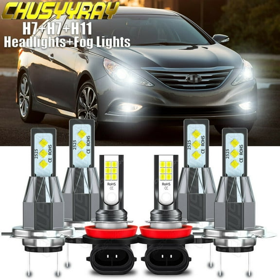 For Hyundai Sonata 2011 2012 2013 2014 LED Headlight Bulbs   Fog Lamp Combo Kit