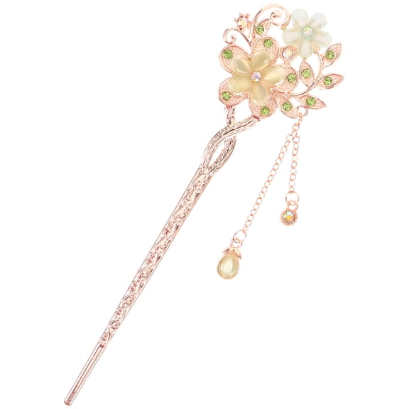 Luxshiny Chinese Hair Accessories Hair Chopsticks for Women Alloy Green Styling 1Set