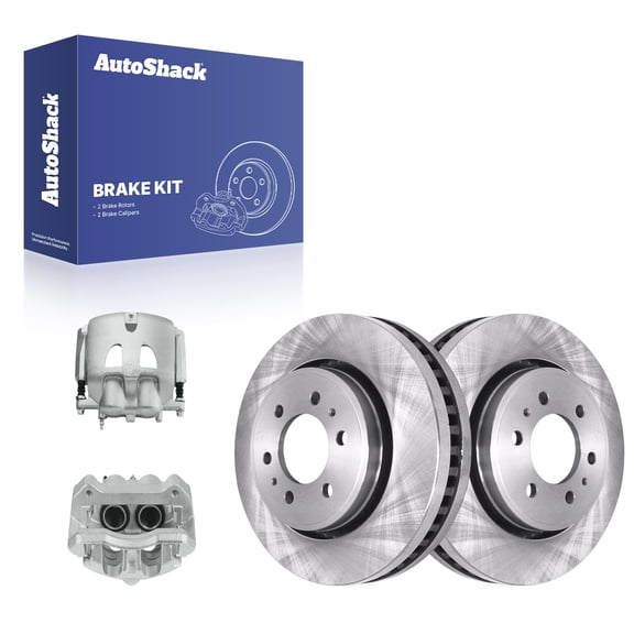 AutoShack Front Vented Brake Rotors   Calipers 4-PC Brake Kit Replacement for 2012-2014 Ford F-150 13.78" (350 mm)