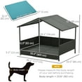 thumbnail image 3 of PawHut Rattan Dog House Outdoor with Shade Canopy, Cushion, Blue, 3 of 10