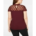 thumbnail image 2 of I.N.C Womens Lace-Trim Pullover Blouse, Red, Plus Size, 1X, 2 of 2
