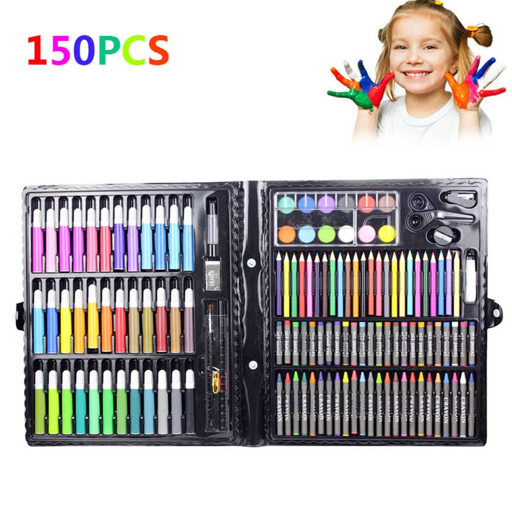 150-piece Set of Children's Brush Watercolor Pen Color Crayon Art Graffiti  Diy Painting Tool Gift Box Supplies