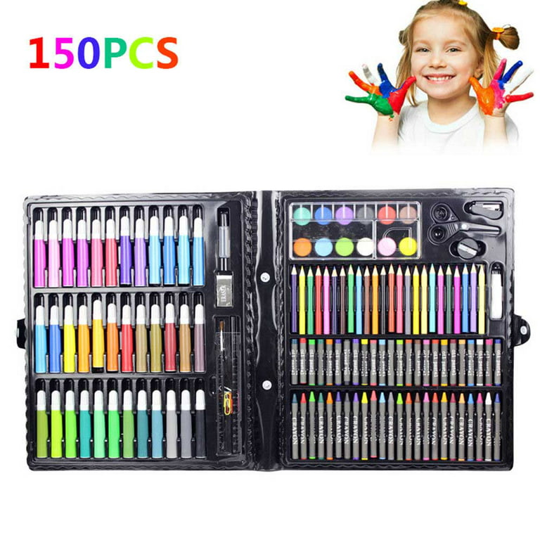 Deluxe 6 in 1 Art Creativity Set Kids Drawing Tools Watercolor Pencil Set Color Pen Brush Set Student Art Easel Tools Painting Set (176 Pieces)5ml