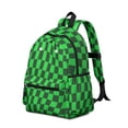 thumbnail image 2 of Green and Black Wavy Checkered Backpack for School, Cute School Bag with Adjustable Shoulder Straps and Padded Back, 13.4"x11"x4.7", 2 of 5