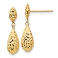 thumbnail image 1 of 14k Yellow Gold Diamond Cut Teardrop Dangle Earrings Drop, 1 of 7