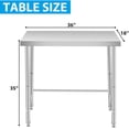 thumbnail image 3 of 18 In x36 In Stainless Steel Work Table with Galvanized Legs NSF-Certified 400 lb Heavy-Duty Prep Station for Kitchen Restaurant and Home, 3 of 7