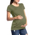 thumbnail image 2 of Clearance Solid Short Sleeve Breast-Feeding Pregnant Woman Maternity Blouse, 2 of 4
