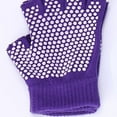 thumbnail image 3 of LOLIPPYY Breathable Knitted Half Finger Gloves Purple Cotton Non Slip Gloves for Workout, 3 of 8
