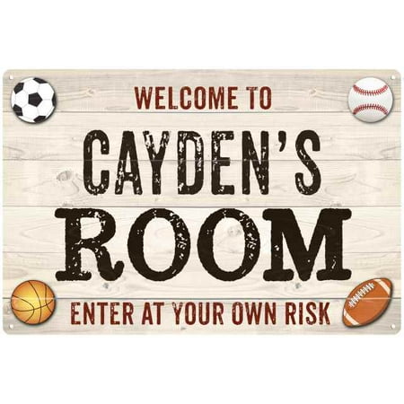 Kids Personalized Sign - CAYDEN'S Room Kids Bedroom Sign Boy's Personalized 8x12 Metal 108120090223
