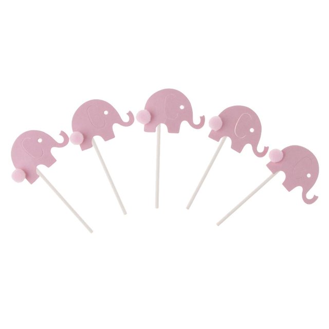 12 Piezas De Fieltro De De Pompón De De Cumpleaños Accesorios De Panadería De Rosado Macarena Forma de elefante Topper de pastel