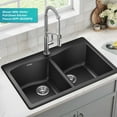 thumbnail image 3 of KRAUS Forteza 33” Drop In / Undermount 50/50 Double Bowl Granite Kitchen Sink in Black, 3 of 8