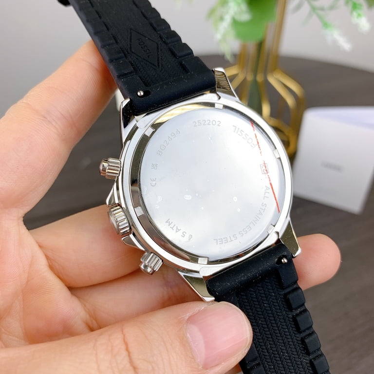 Black Multi-Function Fossil Watch with Black Plastic Band Fossil | Accessories | Black Multifunction Fossil Watch With  main image 4
