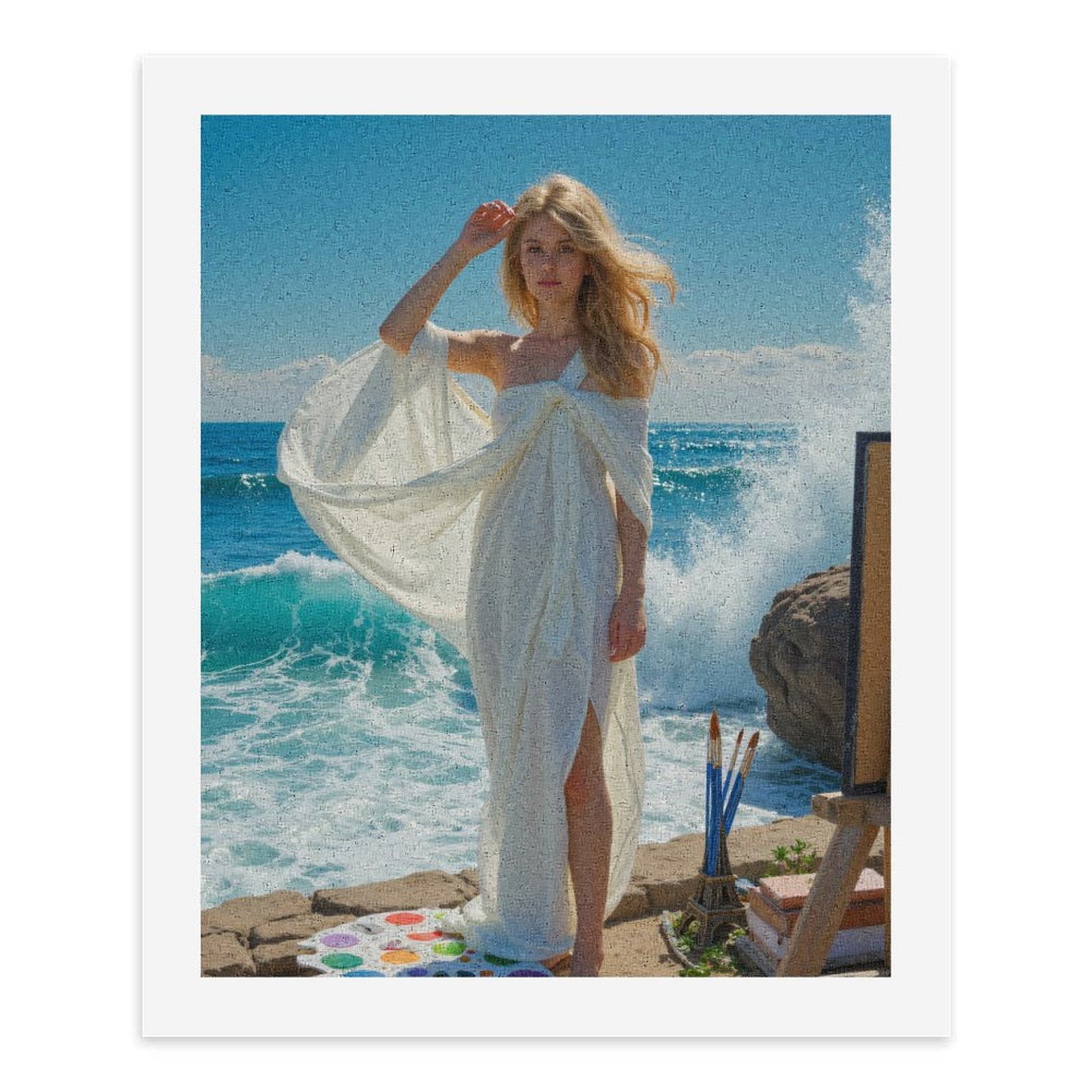 Paint By Numbers Kit for Adults Beginner - Ocean Breeze Art Model Waves DIY Canvas Painting Kits for Adults, Frameless Paint By Number for Adults for Home Wall Decor 16x20 Inch