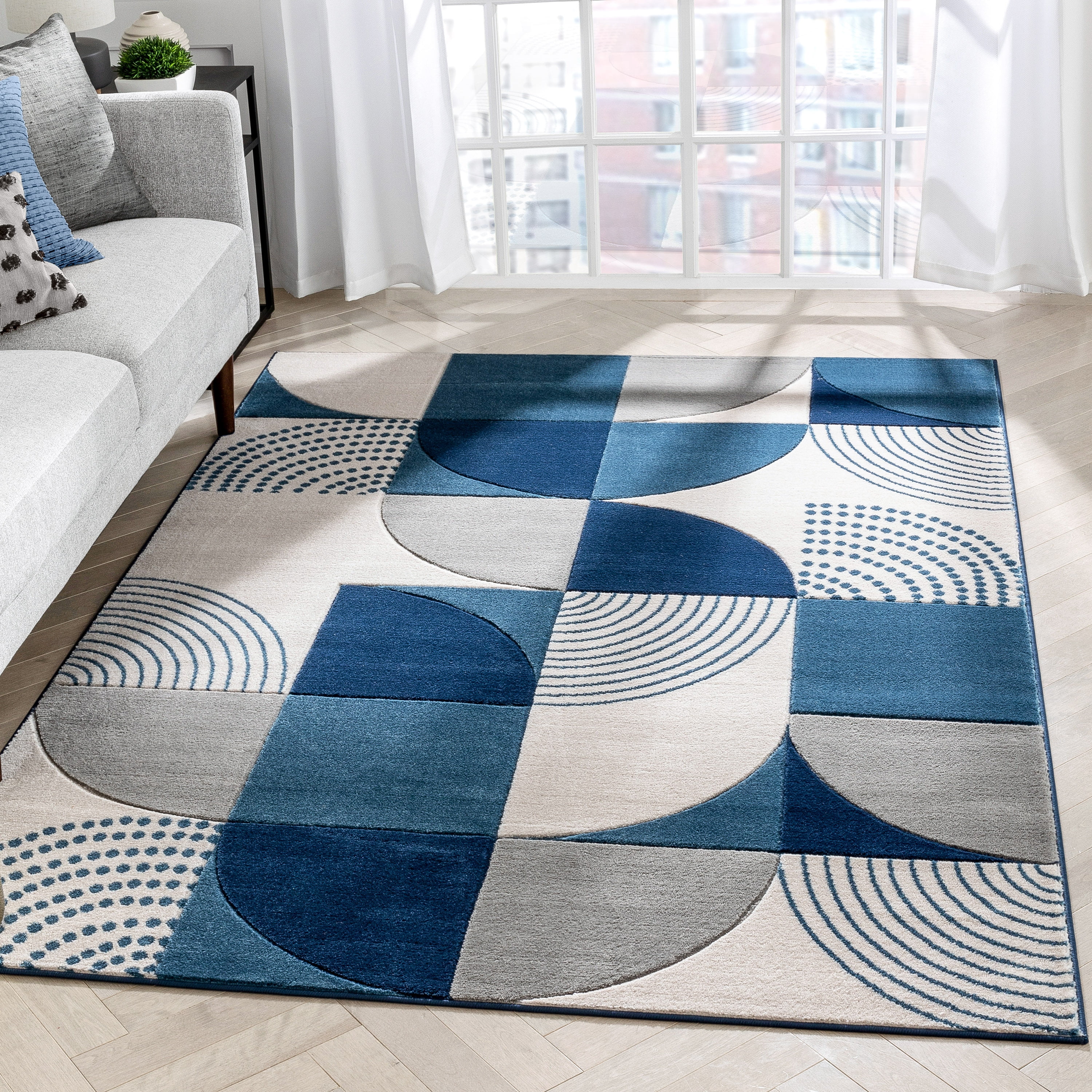 Well Woven Good Vibes Margot Modern Geometric Blue 5'3" x 7'3" Area Rug