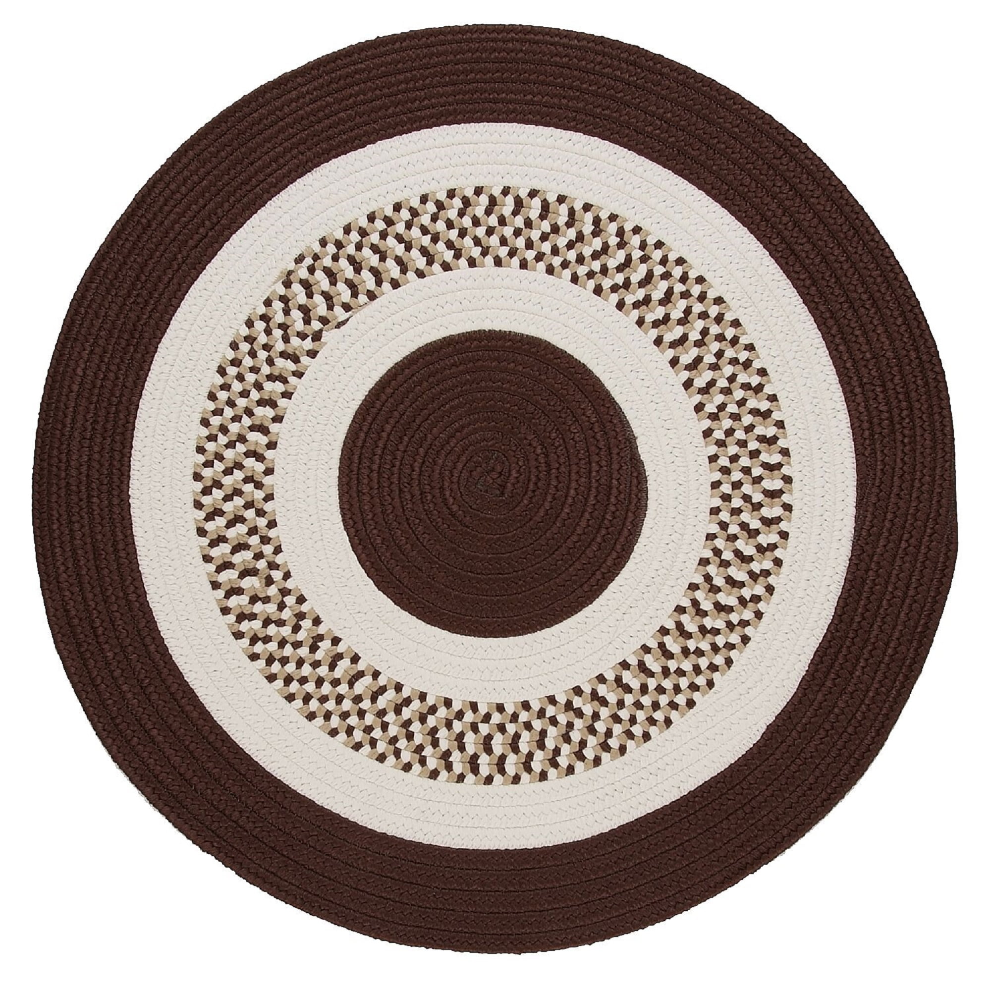 8' Brown and White Round Area Throw Rug