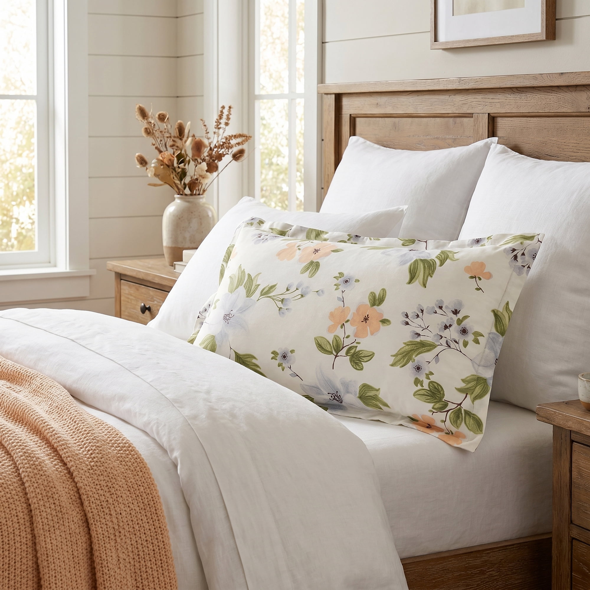 Unique Bargains 2Pcs Wrinkle Resistant Durable Cotton Pillowcase Queen Color B