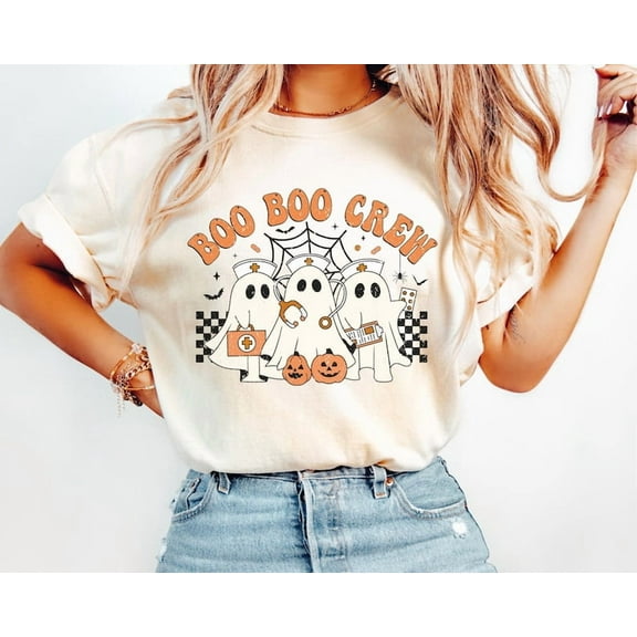 Halloween T-Shirt for Nurse: Boo Boo Crew Shirt,Nurse gift for women, Retro Spooky Season, RN LPN Gift, Funny ICU Nurse Shirt