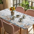 thumbnail image 3 of Blue Beige Coastal Table Cloths for 5 Foot Rectangle Tables, Beach Starfish Summer Eucalyptus Retro Patio Waterproof Elastic Fitted Tablecloths, Washable Rectangular Table Cover for Camping, 3 of 8