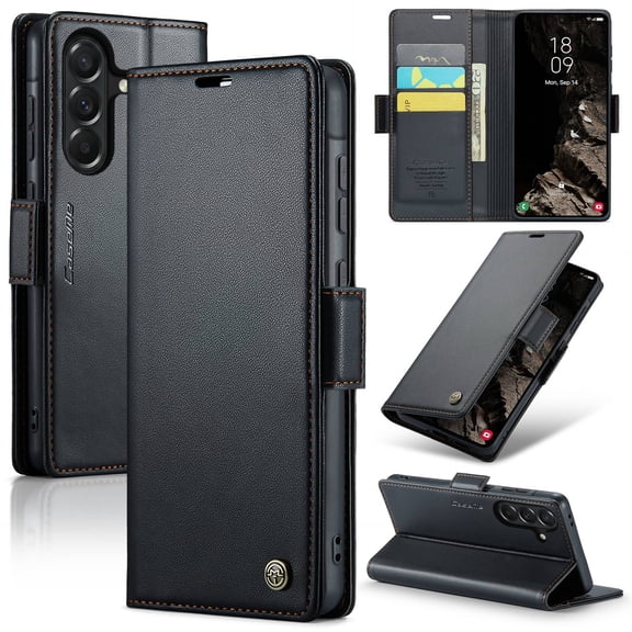 For Samsung Galaxy A37 A57 Case with Card Holder, Wallet Case for Women Men with RFID Blocking, Durable Leather Kickstand Magnetic Clasp Shockproof Phone Case
