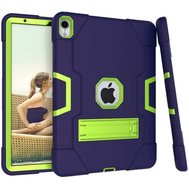 Mignova for iPad Pro 11 Inch 2018 Case,Hybrid Three Layer Full-Body Shockproof Armor Defender Full-Body Rugged Protective Case Cover with Stand for iPad Pro 11 Inch 2018(Navy/Green)