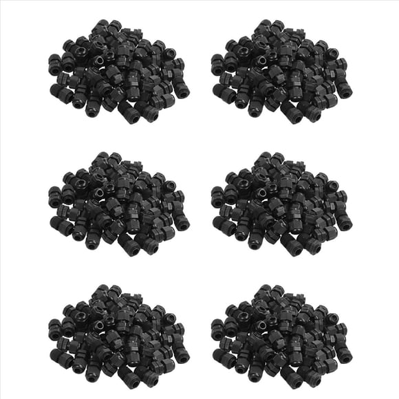 Alivio de Tensión Impermeable de Nylon Negro PG7, Agarre de Cable, Prensaestopas 3.5-6 mm 300 Piezas