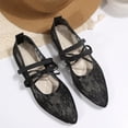 thumbnail image 6 of IEMIEMIEM Womens Mesh Mary Jane Flats Lace Mesh Ballet Flats Elegant Square Toe Slip on Flats Lightweight Breathable Summer Party Walking Shoes Black, 6 of 9