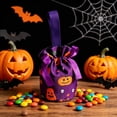 thumbnail image 5 of Qocolcyl Pumpkin Ghost Print Halloween Drawstring Candy Bag, Reusable Fabric Trick Or Treat Gift Pouch, Halloween Decor, Indoor Outdoor Party Favor Snack Storage Bag Holiday Goodie Carry Supplies, 5 of 6