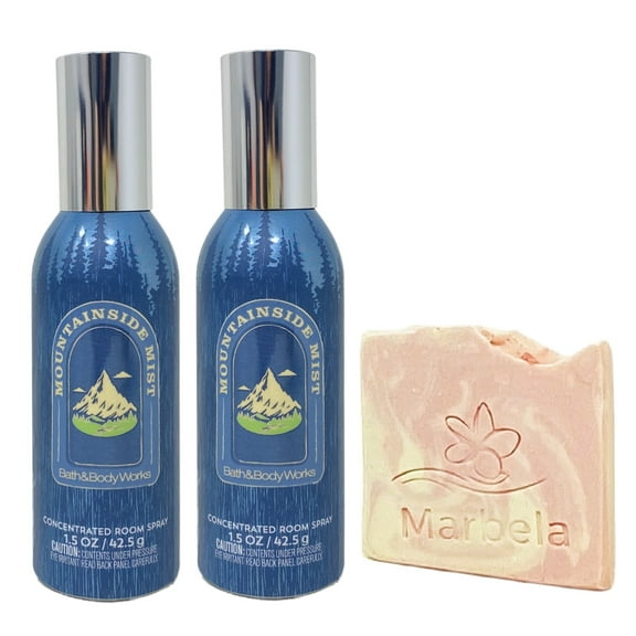 Bath & Body Works Mountainside Mist 2 Pack Room Spray Bundle with a Himalayan Salts Springs Sample Soap